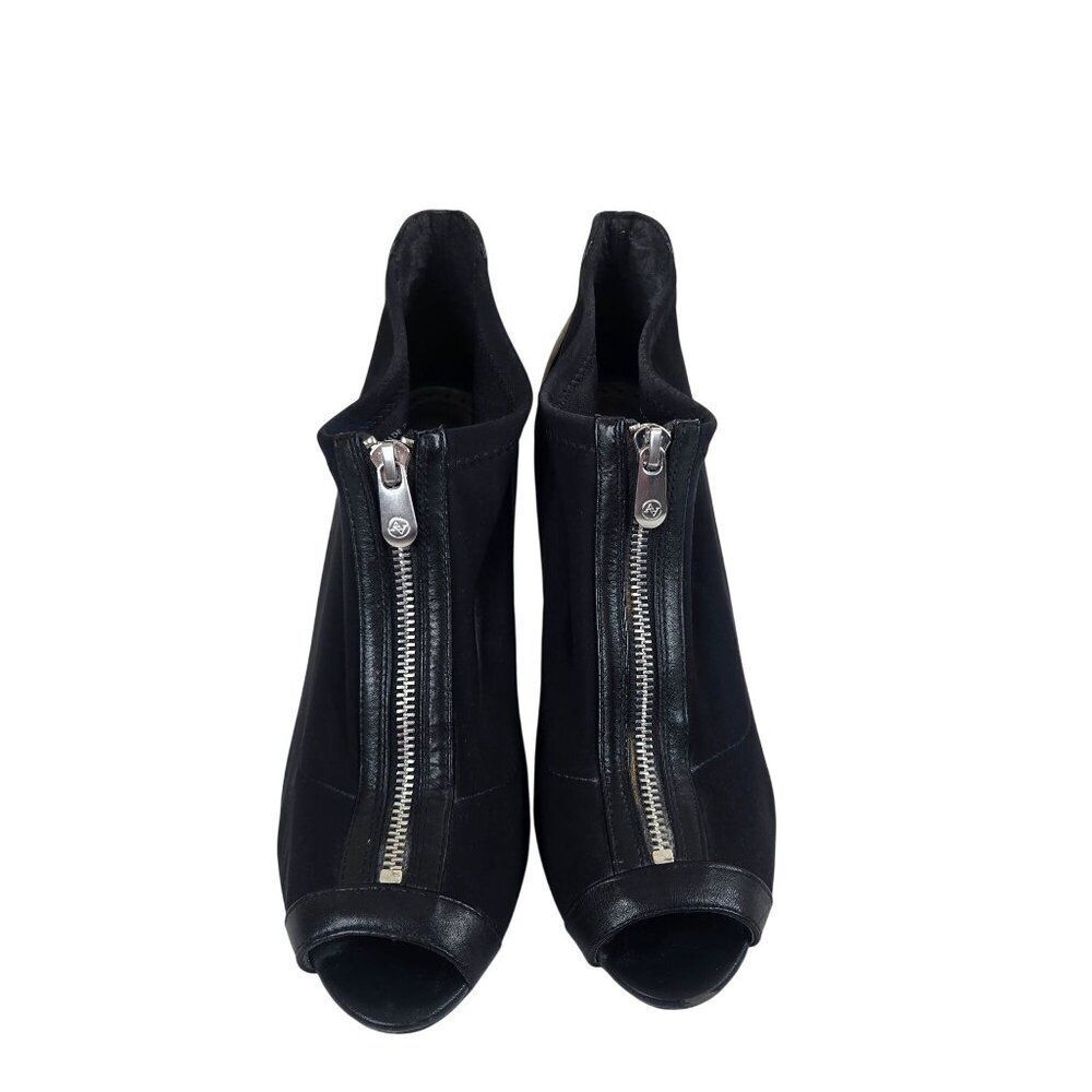 Adrienne Vittadini Peep Toe Zippered High Heel Booties Shoes Womens Size 8.5